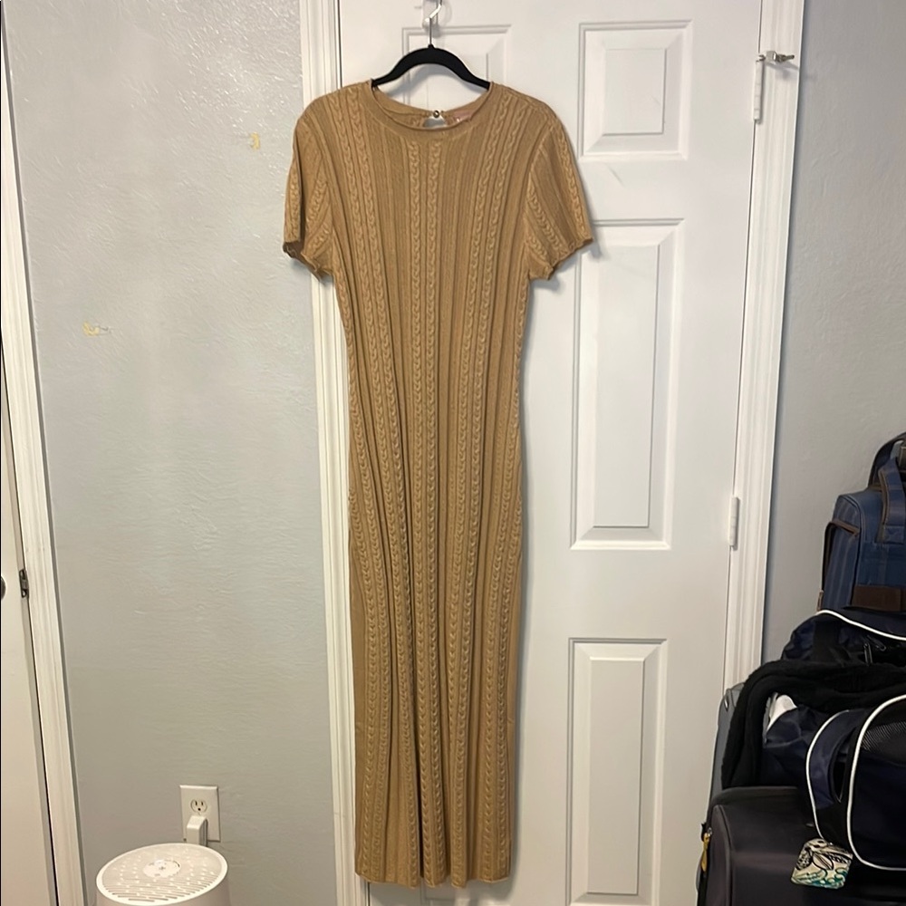 Valleta Midi Dress, Gold Shimmer Knit